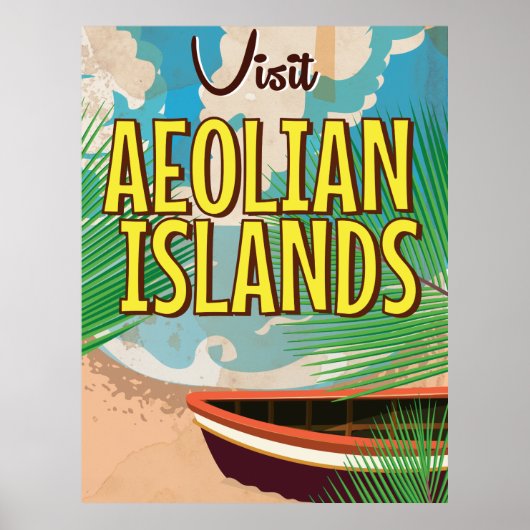 エーオリアン諸島ヴィンテージ旅行ポスター ポスター (正面)