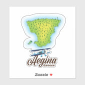 エーギナのギリシャ島地図 シール (シート)