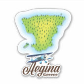 エーギナのギリシャ島地図 シール (正面)