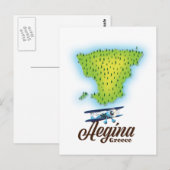 エーギナのギリシャ島地図 ポストカード (正面/裏面)