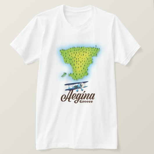 エーギナのギリシャ島地図 Tシャツ (デザイン正面)