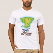 エーギナのギリシャ島地図 Tシャツ (正面)
