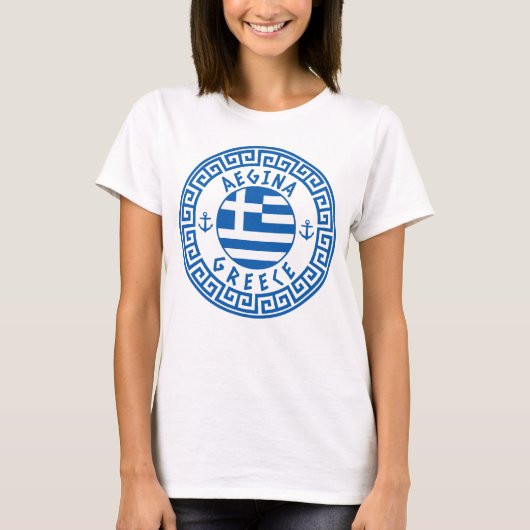 エーギナ、ギリシャ国旗の女性のTシャツ Tシャツ (正面)