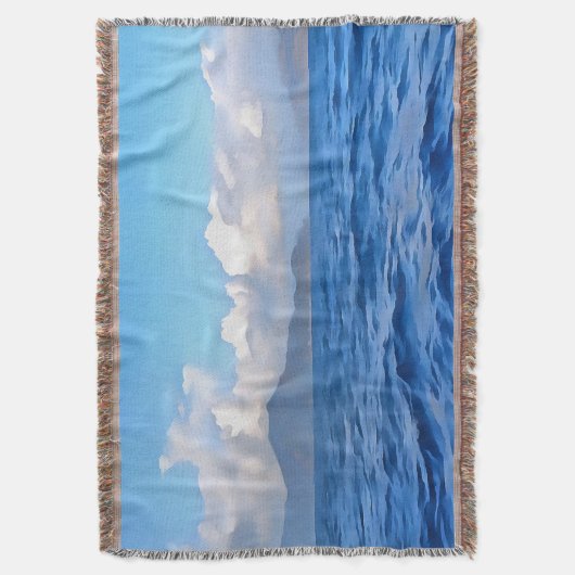 エーゲアンブルーマルマリスターコイズコースト絵画ーズ スローブランケット (正面縦)
