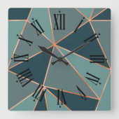 エーゲティール（緑がかった色）ノクターヌブルーアメリカンリバーグレー スクエア壁時計 (正面)