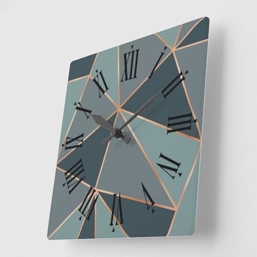 エーゲティール（緑がかった色）ノクターヌブルーアメリカンリバーグレー スクエア壁時計 (傾斜)