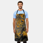 エーゲートクリスタル。未来的モダンな墨流し。スワイル エプロン (着用した状態)