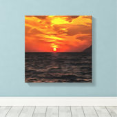 エーゲ海の風景の上の絵画夕日 キャンバスプリント (インサイチュ (ウッドフロア))