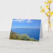 エーゲ海沿岸サントリーニギリシャ カード (黄色い花)