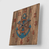 エージッドウッド航海のいかり スクエア壁時計 (傾斜)