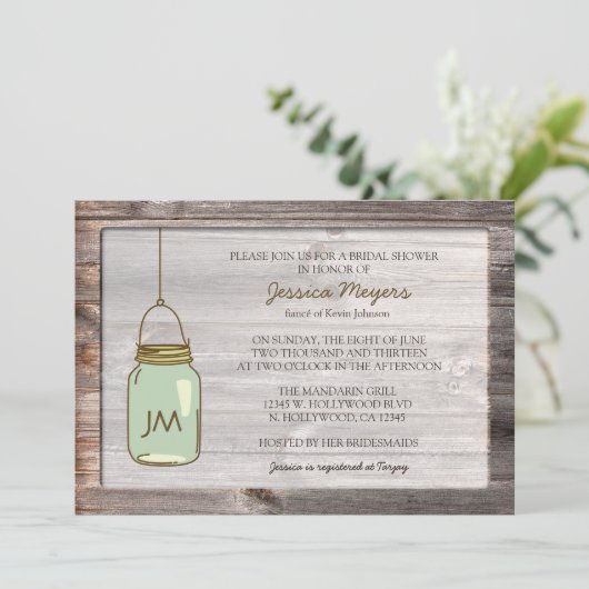 エージッドウッド(メイソンジャーブライダルシャワー) 招待状 (スタンド正面)