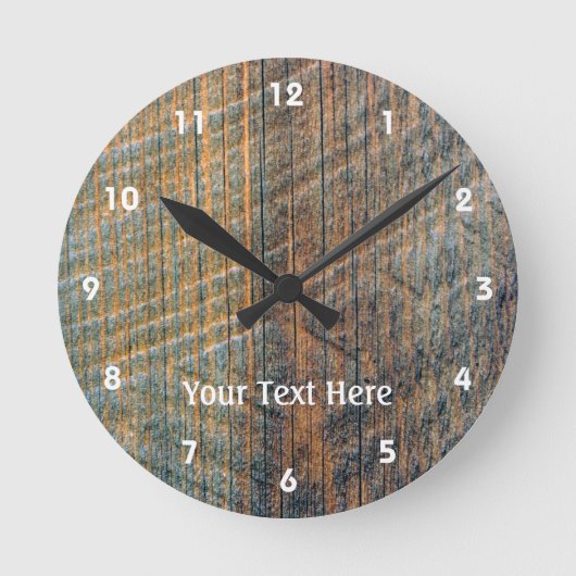 エージドバーンウッドパターン ラウンド壁時計 (正面)