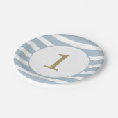 エージパーソナライズされたストライプ男の赤ちゃん誕生日 ペーパープレート (アングル)