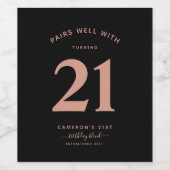 エージミニマリストブラック&バラ金ゴールド21st ワインラベル (シングルラベル)