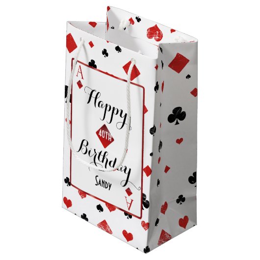 エースのカードカジノまたはベガスのスタイルのギフトバッグ スモールペーパーバッグ (裏面アングル)
