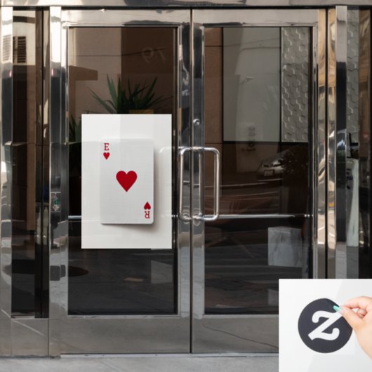 エースのハートカード – イニシャルが離れない ウィンドウサイン (オフィスドア)