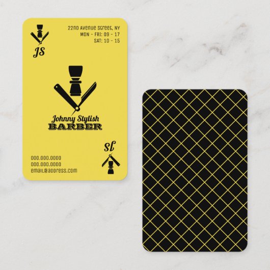 エースの理容師黄色の黒 名刺 (正面/裏面)