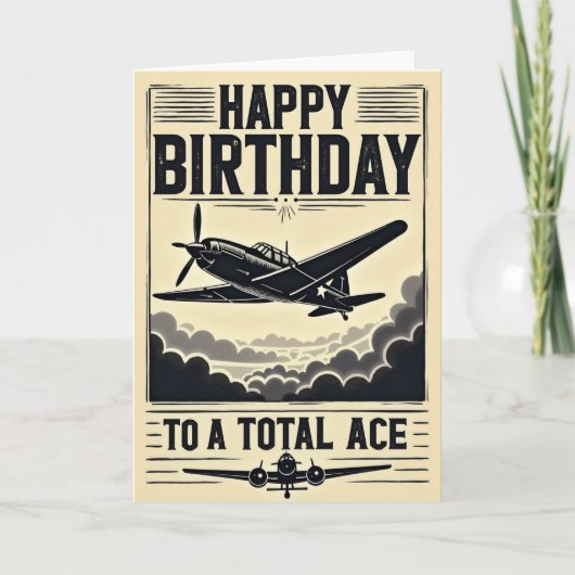 エースの誕生日飛行機カード カード (正面)