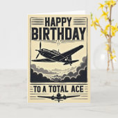 エースの誕生日飛行機カード カード (黄色い花)