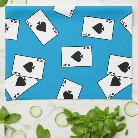 エースオブスペードトランプのポーカーブラックジャックカジノ キッチンタオル (折り畳み)