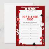 エースカジノベイビーシャワー - 編集可能な名前、5x7 招待状 (正面/裏面)