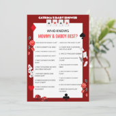 エースカジノベビーシャワー – 編集可能な名前、5 x 7 招待状 (スタンド正面)