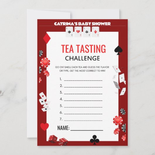 エースカジノベビーシャワー – 編集可能な名前、5 x 7 招待状 (正面)