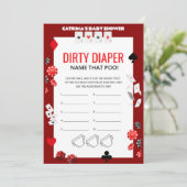 エースカジノベビーシャワー – 編集可能な名前、5 x 7 招待状 (スタンド正面)