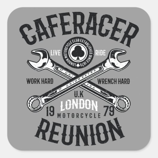 エースカフェレーサー懇親会作業懸命レンチ懸命ライド スクエアシール (正面)