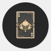 エーススペードスカルカードトランプのポーカーカジノプレイヤーガンブリン ラウンドシール (正面)