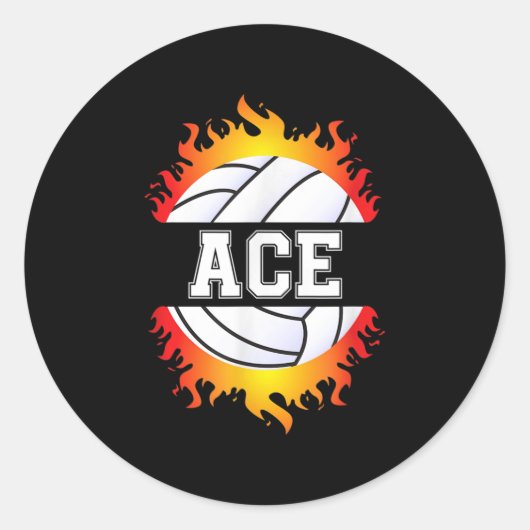 エースネームバレーボール選手ボーイズボール&ネットスポーツ ラウンドシール (正面)