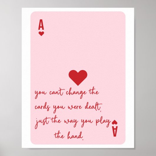 エースハートトランプのポーカーピンクエステティック引用文ポスター ポスター (正面)
