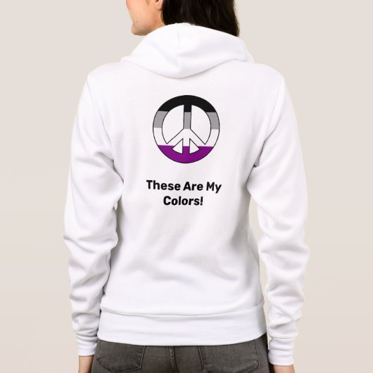 エースプライド国旗と平和のサインとカスタム文字 パーカ (裏面)