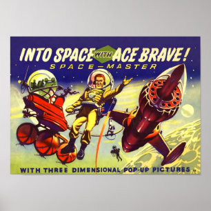 エース・ブレイブ・サイエンス・フィクションとの宇宙へのヴィンテージ ポスター