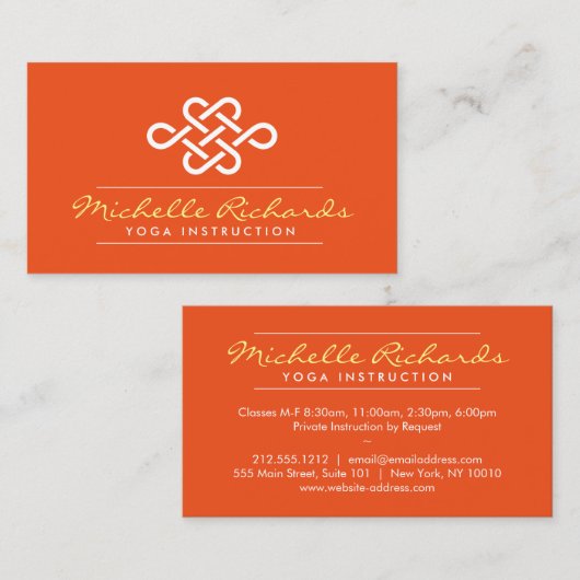 エータニティーノットヨガ先生、ライフコーチオレンジ 名刺 (正面/裏面)