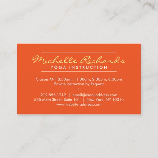 エータニティーノットヨガ先生、ライフコーチオレンジ 名刺 (裏面)
