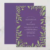 エーテリアル アメジスト リーフ ウェディング 招待状 (正面/裏面)
