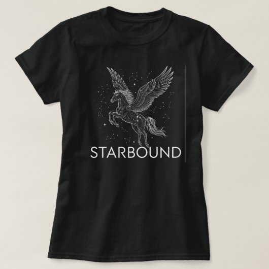 エーテリアル セレストペガサス - "Starbound" コズミック Tシャツ (デザイン正面)