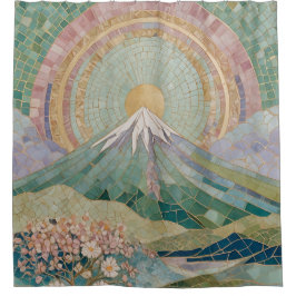エーテリアル・ブルーム: 春の淡いモザイク火山 シャワーカーテン