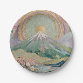 エーテリアル・ブルーム: 春の淡いモザイク火山 ペーパープレート