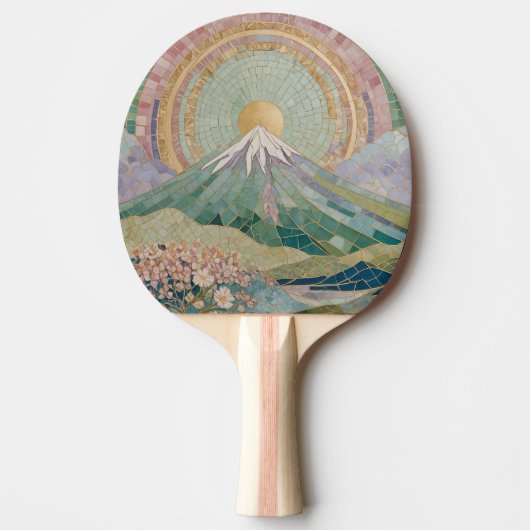 エーテリアル・ブルーム: 春の淡いモザイク火山 卓球ラケット (正面)