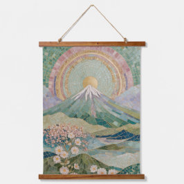 エーテリアル・ブルーム: 春の淡いモザイク火山 吊り下げ型タペストリー