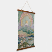 エーテリアル・ブルーム: 春の淡いモザイク火山 吊り下げ型タペストリー (傾斜あり)