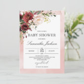 エーテリア水色ピンクブルゴーニュフローラベビー 招待状 (スタンド正面)