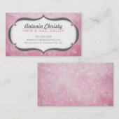 エーテルお洒落《写真》ぼけ味ファンシーフレーム灰色ピンク 名刺 (正面/裏面)