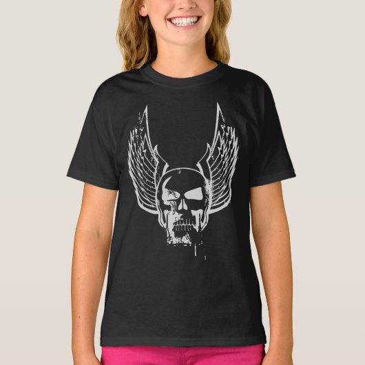 エーテルな翼を持つドクロ Tシャツ (正面)