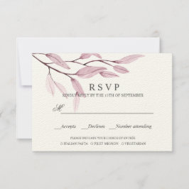 エーテルのピンク |ウェディングRSVP食事の選択 出欠カード