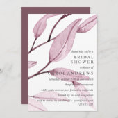 エーテルのピンク |リーフィブライダルシャワー結婚ズ 招待状 (正面/裏面)