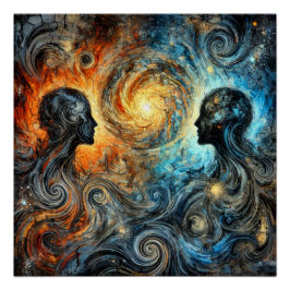 エーテルの渦巻きとシルエット ポスター