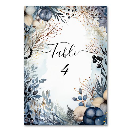 エーテルの繊細な水の色の穏やかな葉 テーブルナンバー (正面)